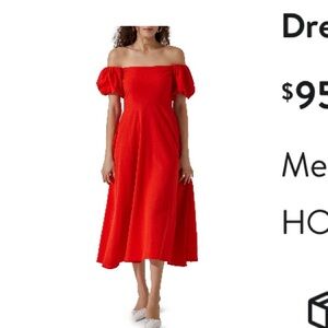 Red Puff Sleeve Dress